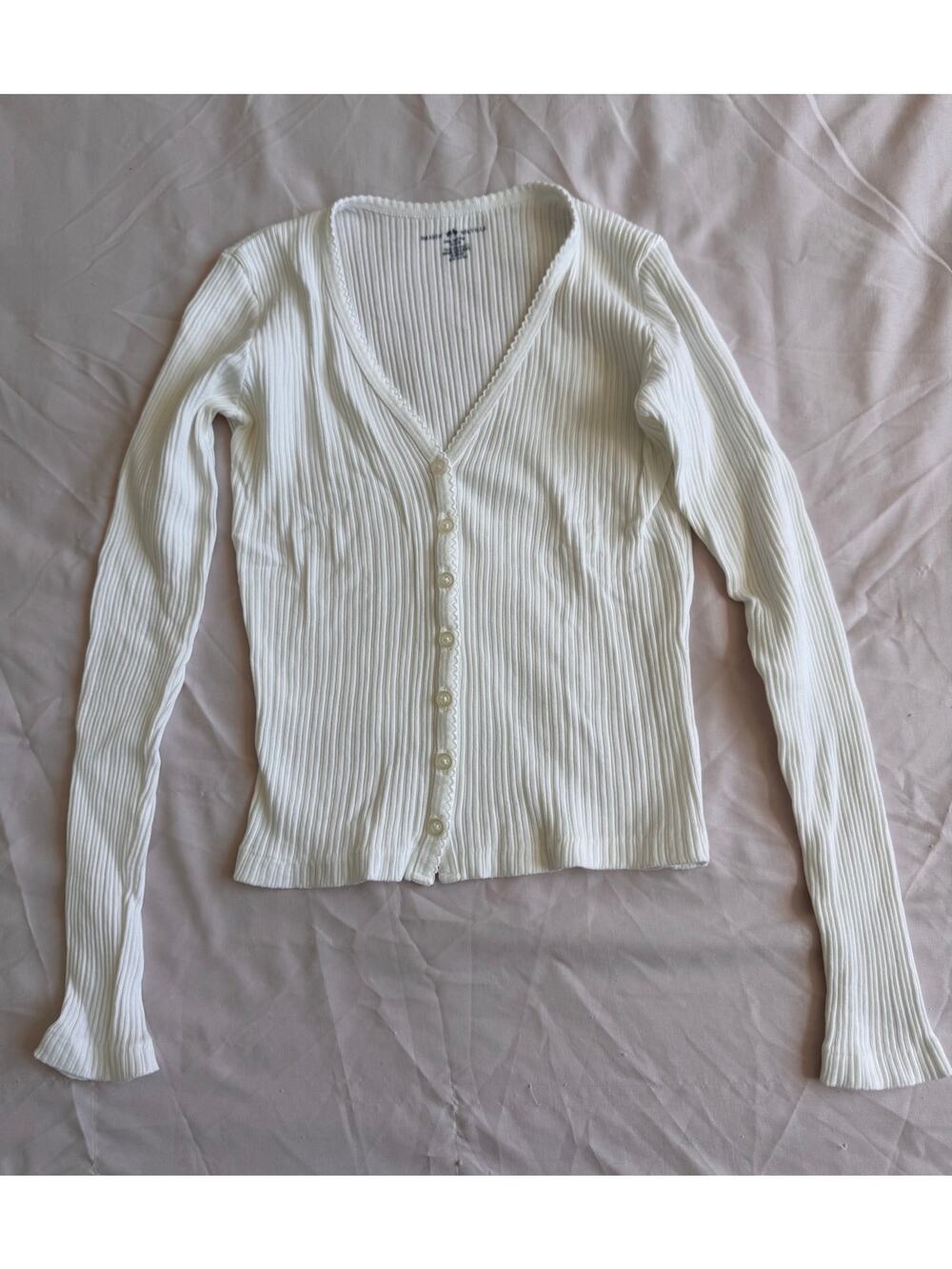 Brandy Melville Ribbed Button Cardigan One Size 100% Cotton